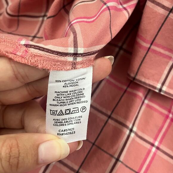 Loft Plaid Ruffle Shirt Long Sleeve Button Preppy Academia Womens Size Medium - Picture 10 of 14